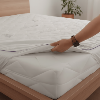 Prateľn&yacute; chr&aacute;nič na matrac LEMAlevanduľa dokonal&aacute; ochrana pred znečisten&iacute;m matraca detail.