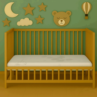 In&scaron;pir&aacute;cia detsk&aacute; izba s matracom Bambino pre zdrav&yacute; v&yacute;vin a bezpečn&yacute; sp&aacute;nok dieťaťa s mas&aacute;žnym jadrom.