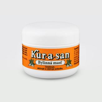 Bylinn&aacute; masť Kur-a-san 150ml. Ide&aacute;lna pre regener&aacute;ciu po fyzickej n&aacute;mahe aj na každodenn&uacute; starostlivosť o nam&aacute;han&eacute; partie tela.