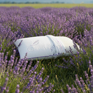 Ortopedick&yacute; vank&uacute;&scaron; Lema Levanduľa z pam&auml;ťovej peny s dvojit&yacute;m poťahom a jemnou levanduľovou v&ocirc;ňou pre relaxačn&yacute; a zdrav&yacute; sp&aacute;nok