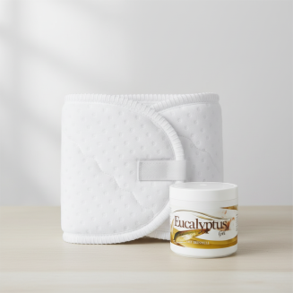 Set pre zdrav&yacute; chrb&aacute;t &ndash; ľadvinov&yacute; p&aacute;s Merino a Eucalyptus g&eacute;l